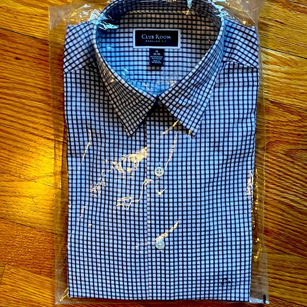 Men’s navy blue checked shirt brand new with tags